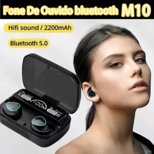 M10 Fone De Ouvido bluetooth 5.1 M10 Sem Fio tws Estéreo Com Pod Carregador Ruído À Prova D’água Sem Fio