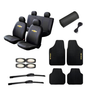 Kit Capa Couro Banco Carro Tapete capa Volante Palheta Chevrolet celta classic corsa hatch e sedam