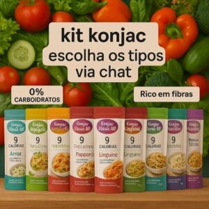 Kit 3 Konjac massa sem glúten, vegano, zero carboidrato dieta – 270 gr