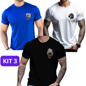 KIT 3 Camisetas , camisa Masculina Estampada Trio Coqueiros Gola Redonda e LOS ANGELES -OU 1 UNIDADE