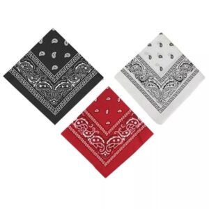 Kit 3 unidades de Bandana Faixa de Cabelo Lenço Rock Estampada