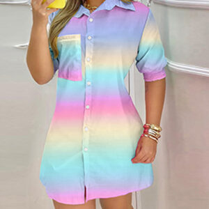 2023 Moda Mulher Camisa Longa Elegante Blusa De Manga Botões Casuais Vintage Tops Cor Patchwork Túnicas Assimétricas
