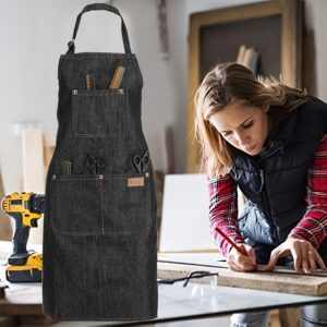 Avental De Ferramenta Jeans Leve Com Bolsos Lona Encerada À Prova D’água Para Homens E Mulheres Trabalho Ajustável .