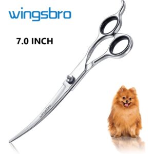 7,0″ Tesoura de tosa para cães Tesoura de tosa pet profissional Tesoura curvada de aço inoxidável Tesoura de tosa para animais de estimação