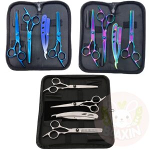 Kit 3 Tesouras Profissionais Fio Navalha Desfiadeira Coloridas