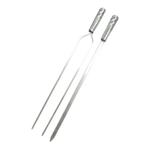 kit 2 espetos de aluminio 50 cm ( 1 duplo 1 chato)