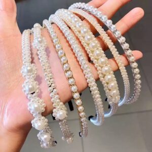 Arco Artesanal Faixa De Cabelo Pérola Completa De Noiva Simples Coroa Acessórios