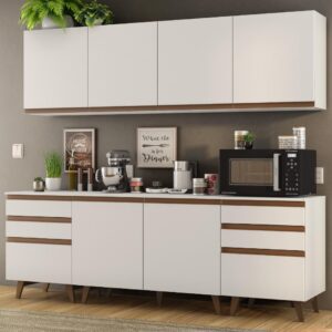 Cozinha Completa Madesa Reims 240002 com Armário e Balcão – Branco