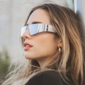Y2K Óculos De Sol Sem Moldura Exclusivo Retro Feminino Homens Prata Dirigir Legal Anti-Ultravioleta Popular Ciclismo Ao Ar Livre Viagem