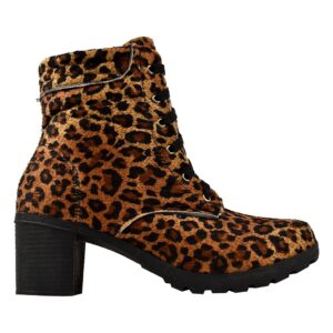 Bota Feminina Coturno Salto Grosso Médio Tratorado Onça Animal Print Blogueira Fashion Yzzamelo Dia das Mães