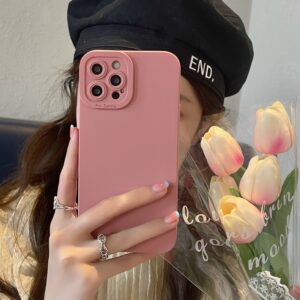 Capa De Celular Flexível Compatível Com IPhone 14 11 12 13 Pro Max XR XS 7 8 Plus SE 2020 Cor Rosa Anti-Impacto TPU