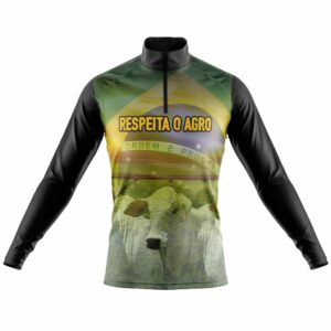 Camisa Masculina Agro Manga Longa Proteção Solar Boi Fazenda Trator Pecuária