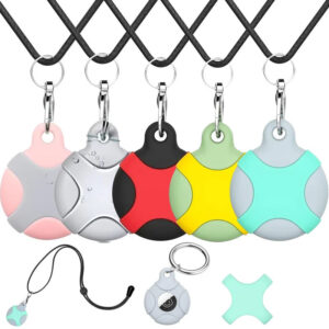 Case para AirTag, Pulseira e Colar à Prova D’água para Crianças, Suporte de Silicone Macio para AirTag com Anel Chave