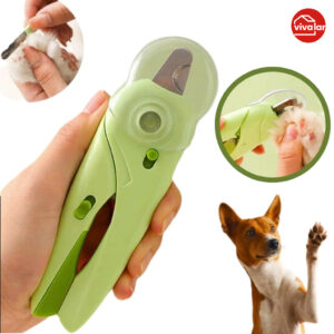 Cortador de unhas para animais kit com alicate com luz lixa de acabamento e tesoura