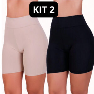 KIT 2 Short Segunda Pele Anagua Feminino Anágua Calção Preto Bege