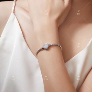 Pulseira Para Berloques Coração Cravejado