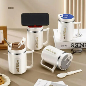 Caneca Térmica Quente ou Frio com Alça 450ML Com Colher e Tampa