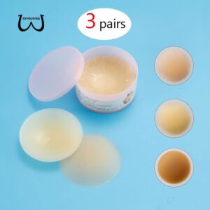 ZXYOUPING 3 Pares Tampas De Mamilo De Silicone Com Box , Reusable Adesivos Pastéis Invisíveis Bra Plus Size , Nipple Fita Adesiva À Prova D’água