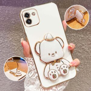 Capa De Proteção Para Telefone À Prova De Choque Samsung Galaxy A03S A03 Core Cute 3D Hatted Baby Bear Stand