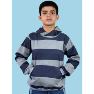 Blusa de Moletom Infantil Juvenil Listrada com Capuz e Bolso Canguru
