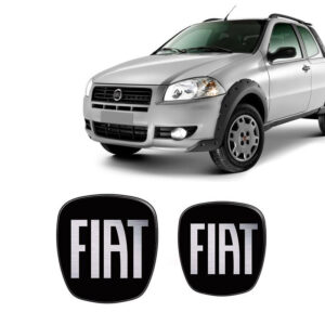 Kit Emblema Adesivo Tras Diant Fiat Strada Black Resinado Genérico