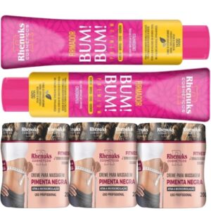 Kit 2und Gel Firmador De Bumbum 150g + 3und Gel Redutor De Medidas Pimenta Negra 200g Rhenuks