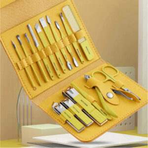 kit 16pc Profissional conjunto de ferramentas de manicure fácil de armazenar caso dobrável tesoura de unhas de economia