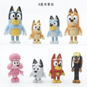 8 Pçs/Set Anime Bluey Família Christine Heeler Bingo Bandit Chilli Snickers Coco Indy Rusty Q Versão PVC Figuras De Ação