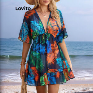 Lovito Boho Simples Botão Regata para Mulheres LBL20621