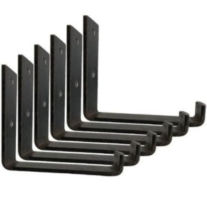 Kit 6 Suportes Mão Francesa Invertida 30cm Ferro 25mm Preto Fosco Resistente