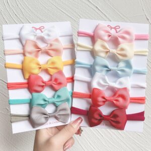 Conjunto De 6 Peças De Tiaras Para Bebês – Faixas De Cabelo Com Laço De Nylon Macio Meninas Recém-Nascidas E Pequenas
