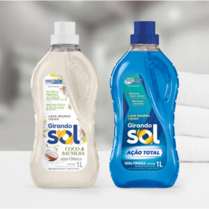 Lava Roupa Líquido 1 Litro com 1 unidade ou Kits de 2 – Girando Sol (Ação Total e Coco Baunilha)