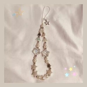 INS Star Pearl Beads Phone Pingente De Corrente De Pérolas Para iPhone Samsung Acessórios Universais Lanyard Hanging Rope For Girl Pendant