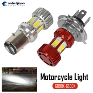 NOBELJIAOO H4 BA20D Motocicleta LED Farol Da Scooter Luz Super Brilhante Lâmpada De Moto Luzes DRL Liga Alumínio T9V6