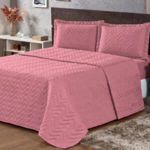 Colcha Cobre Leito Luxo Matelado Cama Solteiro + 1Porta Travesseiro Matelado –
