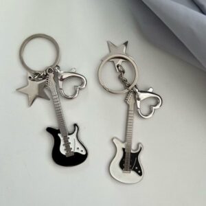 Y2k Pingente De Guitarra Picante Niche Retro Doce Millennium Pentagrama Star Bag Chaveiro