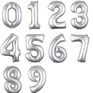 Balão De Número Metalizado – 70 Cm Decoração Festa – Cor Prateado Festa Aniversário