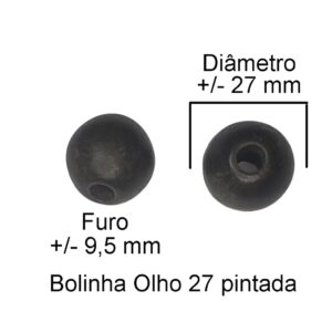 Bolinha de Madeira Natural Conta Artesanato Olho 27 mm 50/100 unid.