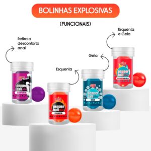 Kit 16 Bolinhas Explosivas Óleo Lubrificante Beijável e Funcional Esquenta, Gela, Anal Sexy Shop