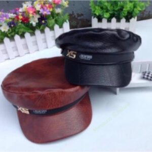 Boina Feminina De Couro PU Cor Lisa outono Inverno