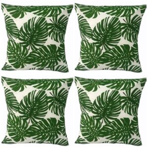 Kit 4 Capas Almofadas 45 X 45 Cm 4 Estampadas Costela De Adão Verde Com Zíper