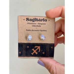 Par de Brincos Signo Sagitário – Opalina (Pedra da Lua)