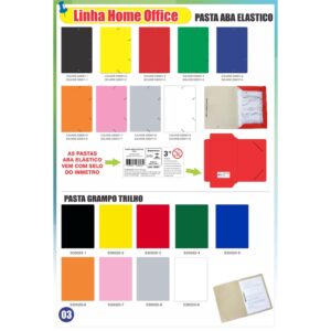 Pasta Aba Elástico Escolar -tipo Dello duplex 250gr Ofício Varias cores ESCOLHA – Pacote com 20 unidades