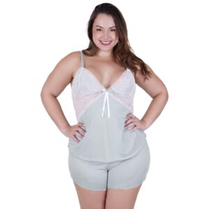 Baby Doll Feminino Plus Size Blusa e Short de Dormir Simone