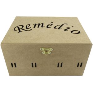 Caixa Organizadora Remédio Farmácia Com Fecho 25x18x14 Mdf Crú