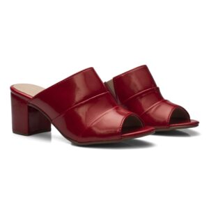 Sandália Feminina Tamanco Colors Salto Grosso Vermelho Promoção Look Franca