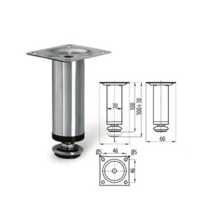 Kit4 Pé Para Móveis Redondo Pezinho Cromado 10cm Regulável