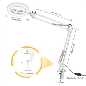Luminária de Mesa Articulada Led Ring Light com Aumento 8x  + Garra Escritório Atacadão Bazar