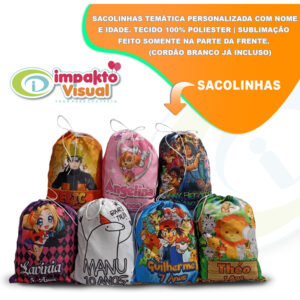 30 Sacolinhas Surpresa Personalizada Tecido Pedrita M3 (15×20)