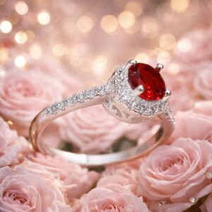 Aliança Feminina Rubi Banho Prata 925 Ajustável | Anel Luxo Presente Amor